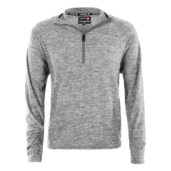 CANADA WEATHER GEAR MEN'S SUPREME SOFT SPACE DYE 1/4 ZIP PULLOVER, SIZE: M, GRAY - Brand New