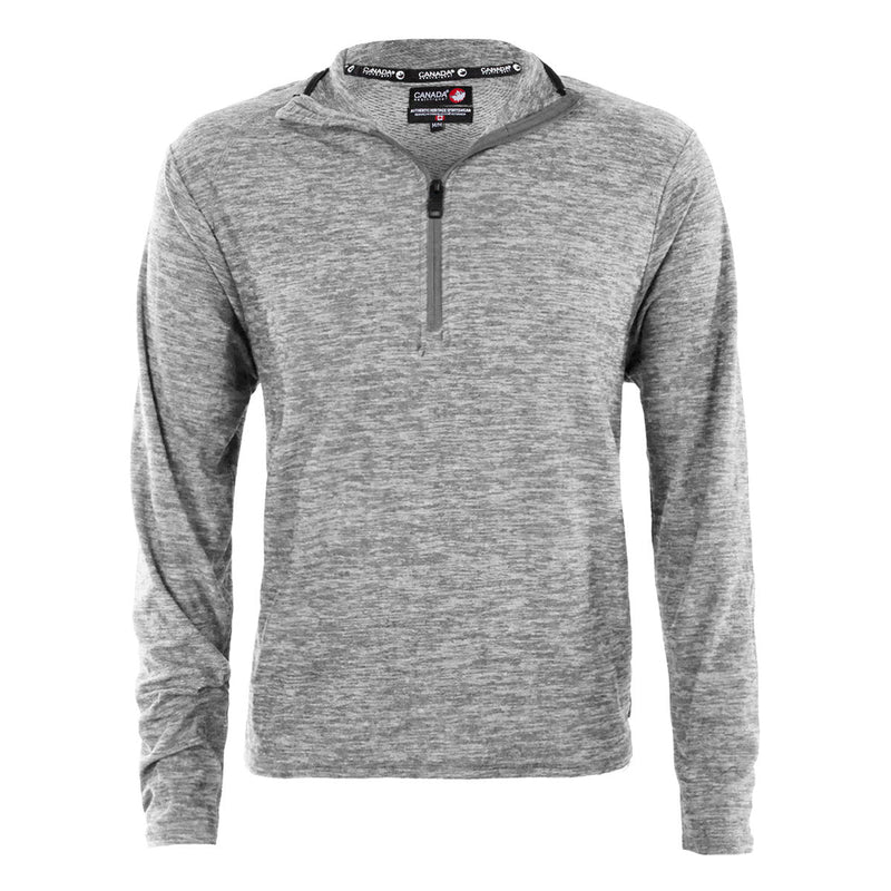 CANADA WEATHER GEAR MEN'S SUPREME SOFT SPACE DYE 1/4 ZIP PULLOVER, SIZE: M, GRAY - Brand New