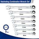 WORKPRO 7-PIECE RATCHETING COMBINATION WRENCH SET 72 TEETH CR-V METRIC 8MM-17MM - Like New