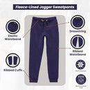 GALAXY BY HARVIC BOYS FLEECE JOGGER SWEATPANTS SLIM FIT SIZE MEN S NAVY BLUE - Like New