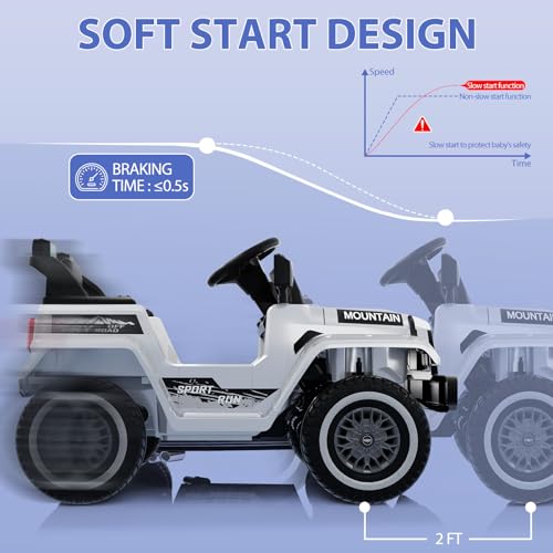 HIPICUTE 12V KIDS RIDE-ON TRUCK CAR | ELECTRIC VEHICLE, WHITE - WHITE - Like New