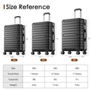 GENERIC 3 PIECE HARDSIDE LUGGAGE SET WITH SPINNER WHEELS (20"/24"/28") - BLACK - Like New