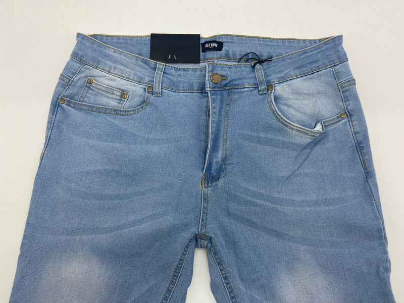 BLU ROCK MEN’S DENIM STRETCH SLIM FIT FLEX JEANS - SIZE: 36X31 - LIGHT BLUE - Brand New