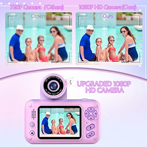 Upgraded Real 1080P Kids Camera with Flip-up Lens for Selfie & Video - Like New