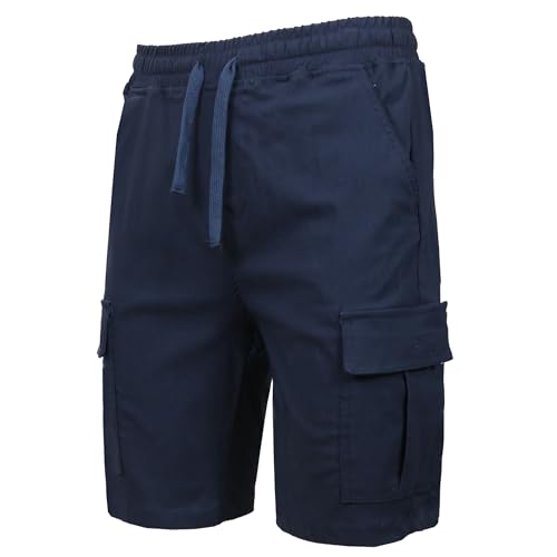 GALAXY HARVIC MEN STRETCH PULL-ON CARGO ELASTIC WAIST DRAWSTRING NAVY M - Brand New