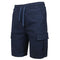 GALAXY HARVIC MEN STRETCH PULL-ON CARGO ELASTIC WAIST DRAWSTRING NAVY M - Brand New