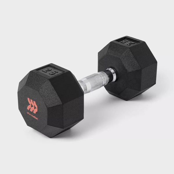 ALL IN MOTION HEX DUMBBELL 25LBS - BLACK/CHROME - Like New