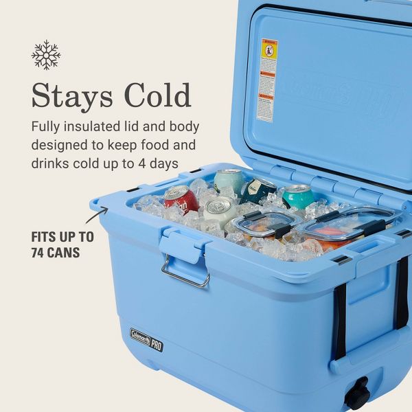 COLEMAN PRO 74CANS/45QT HARD SIDED COOLER - BLUE SKY - Like New