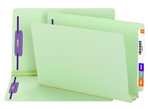 SMEAD END TAB PRESSBOARD FASTENER FILE FOLDER SAFESHIELD EXPANSION - GRAY/GREEN - Brand New