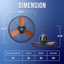 TORNADO 20-INCH OUTDOOR DOWNROD MOUNT CEILING FAN, 3 SPEEDS, HI-FAN-20CEIL-WR - Like New