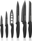 Granitestone Nutriblade 6 Piece Kitchen Knife Set Stainless Steel Blades -BLACK Brand New