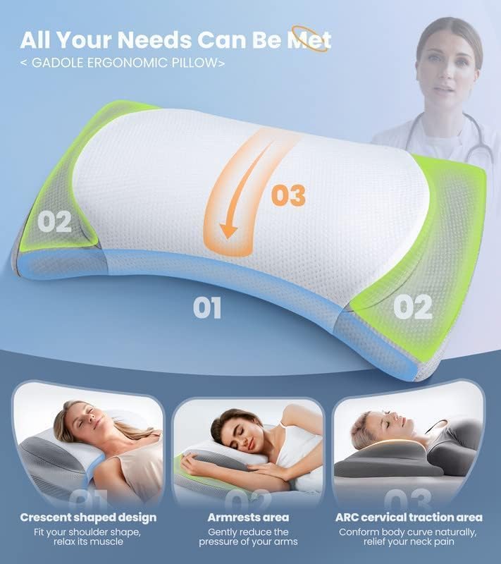 GADOLE 8X Support Side Sleeping Pillow for Neck Pain Relief - Scratch & Dent