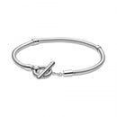 PANDORA PANDORA MOMENTS T-BAR 17CM SNAKE CHAIN 925 STERLING SILVER BRACELET - Like New