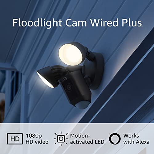RING FLOODLIGHT CAM WIRED PLUS WITH MOTION-ACTIVATED 1080P VIDEO 53-021506 - Like New
