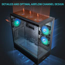 MUSETEX PC CASE ATX 6 PWM ARGB FANS TYPE-C MID TOWER K2 - BLACK - Like New