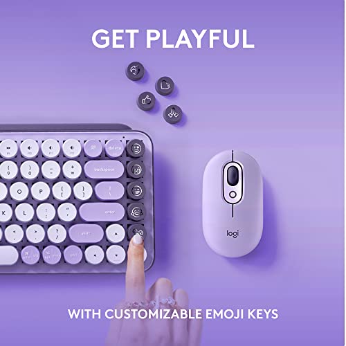 Logitech POP Keys Mechanical Wireless Keyboard Custom Emoji Keys - Cosmos - Like New