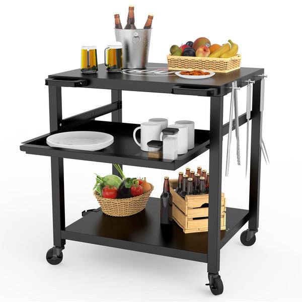 NUUK 30 IN. SOLID STEEL OUTDOOR PIZZA OVEN TABLE STAND, PT200 - BLACK - Like New