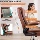 KERDOM - ERGONOMIC PU LEATHER OFFICE CHAIR - BROWN - Scratch & Dent