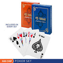 RALLY AND ROAR PROFESSIONAL POKER SET W/ HARD CASE 500 CHIPS SILVER/RED/GREEN - Like New