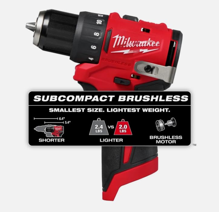 MILWAUKEE M12 12V 3/8" BRUSHLESS DRILL/DRIVER TOOL ONLY, NO BOX- RED/BLACK - Like New
