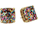 KATE SPADE NEW YORK SMALL SQUARE STUD EARRINGS - MULTI GLITTER - Brand New