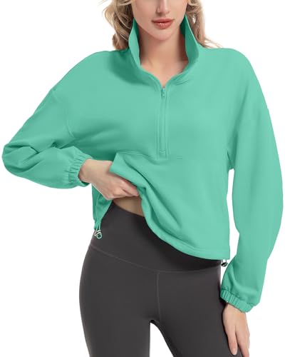 FKEEP QUARTER ZIP PULLOVER WOMEN CROPPED TOP SZ XL ZGREEN A - Brand New