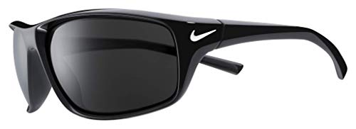 NIKE EV1134-001 ADRENALINE SUNGLASSES SHINY BLACK/WHITE FRAME COLOR, GREY LENS - Like New
