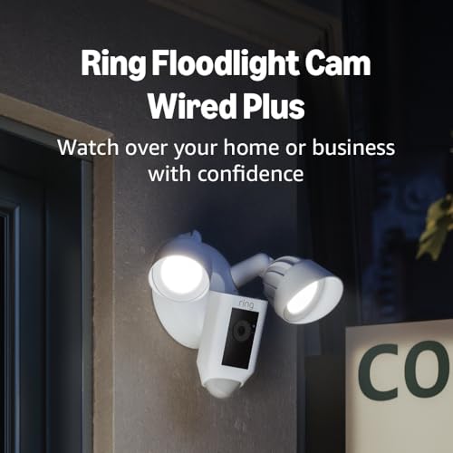 Ring Floodlight Cam Wired Plus Outdoor Home or Business Security White - Like New