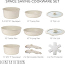 Country Kitchen 13 Piece Pot Pans Nonstick Removable Handle YFAC13RH-CRM - Cream - Like New