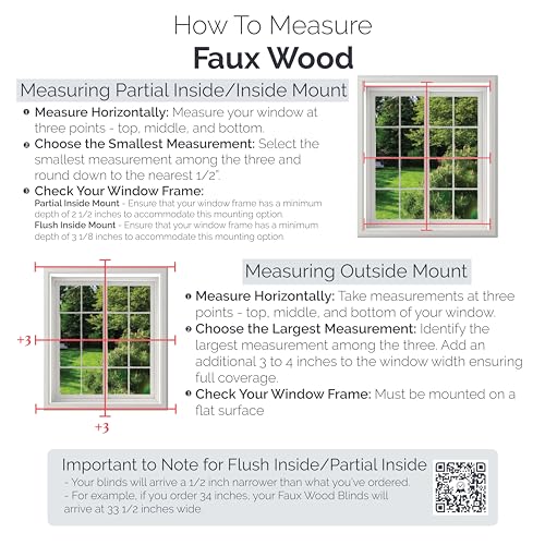 LINEN AVENUE CORDLESS 2" FAUX WOOD BLINDS 46 1/2 W X 48 H FMBY-014-WHT - WHITE - Like New