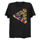 PORT&COMPANY RUBIKS CUBE PENROSE TRIANGLE OPTICAL ILLUSION TSHIRT,SIZE: S,BLACK - Like New