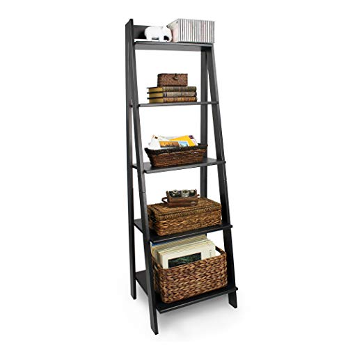 ADEPTUS JELA SOLID WOOD SPLIT 5 SHELF LADDER 95078 - BLACK - Like New