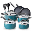 Cook N Home Pots and Pans Nonstick Cookware Set 12-Piece 02588-12P - Turquoise - Like New