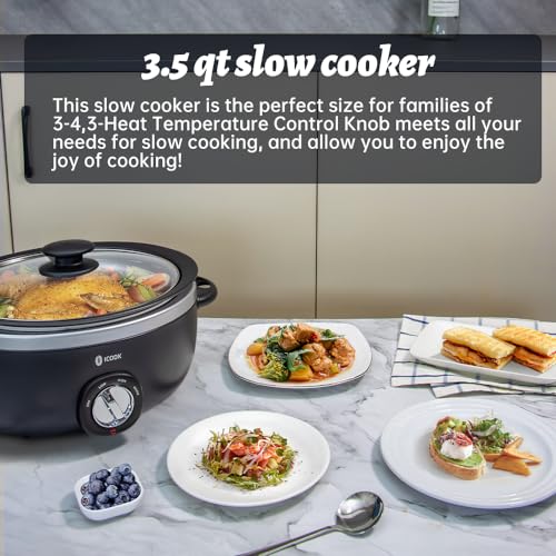 ICOOK USC-35-OP001BK 3.5QT SLOW COOKER,ALUMINIUM SEAR/SAUTÉ STEW POT - BLACK Like New