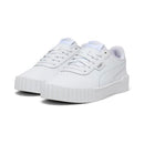 PUMA CARINA LEATHER SNEAKER WOMEN 9 (AU/UK W6.5, EU W40), PUMA WHITE/PUMA SILVER - Like New