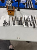 CALPHALON WOODEN KNIFE SET 13 KNIFES AND A PAIR OF SCISSORS - WOOD BROWN - Like New