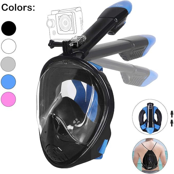 UNIGEAR SNORKEL MASK FULL FACE DIVING ANTI-FOG - SIZE: MEN S/M - BLACK/BLUE - Like New