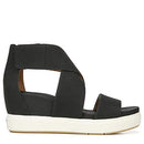 G2667S1002 DR. SCHOLL'S SHOES WOMENS SHEENA WEDGE SANDAL SIZE 7M BLACK SMOOTH - Like New