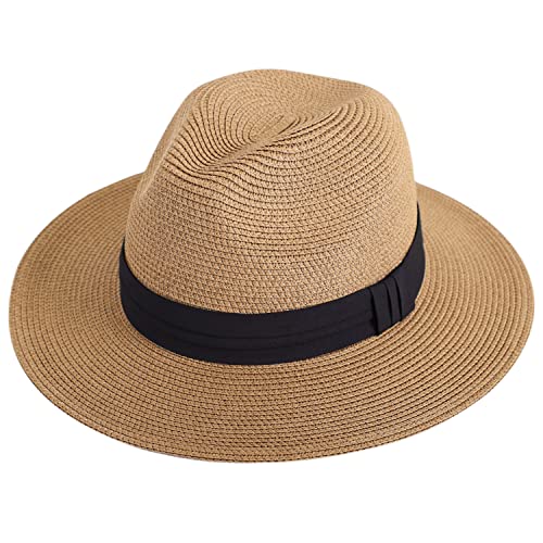 LIVINGSTON FASHIONABLE WIDE BRIM STRAW PANAMA HAT FOR MEN & WOMEN TRIPLE BELT - Brand New