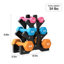 PORTZON WEIGHTS DUMBBELL 3 PAIRES, 3 COLORS OPTIONS AND WEIGHTS, 20 LBS TOTAL - Like New