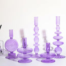 RTTERI 5 PCS GLASS CANDLESTICK HOLDERS COLORFUL GLASS TAPER 3171 - PURPLE - Like New