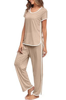 FKeep Stripe Pajamas Set Women Two Piece Nightwear Short Sleeve - Brand New