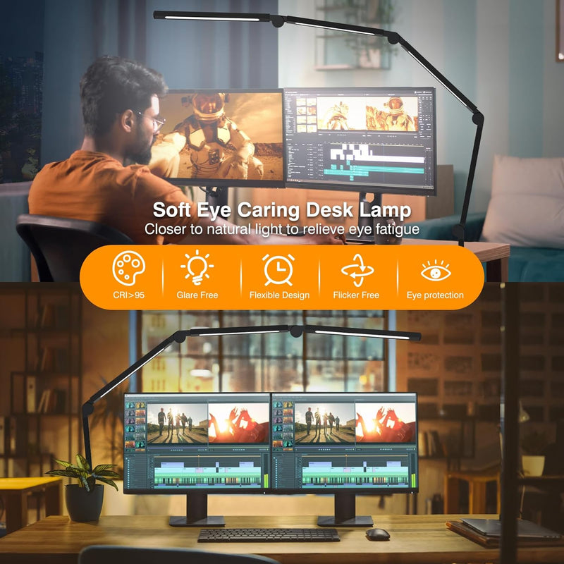 Ailbton Swing Arm LED Desk Lamps with Clamp - BLACK - Like New