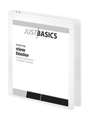 JUST BASICS BASIC ROUND-RING VIEW BINDER - 1" RINGS - WHITE - Like New