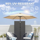 FRUITEAM Solar LED Outdoor Market Umbrella with LED Lights Tilt Crank - Beige - Brand New
