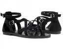 SHOE LAND WOMEN'S OPEN TOES GLADIATOR FLAT SANDALS ANKLE STRAP - 8.5 - BLACK - Like New