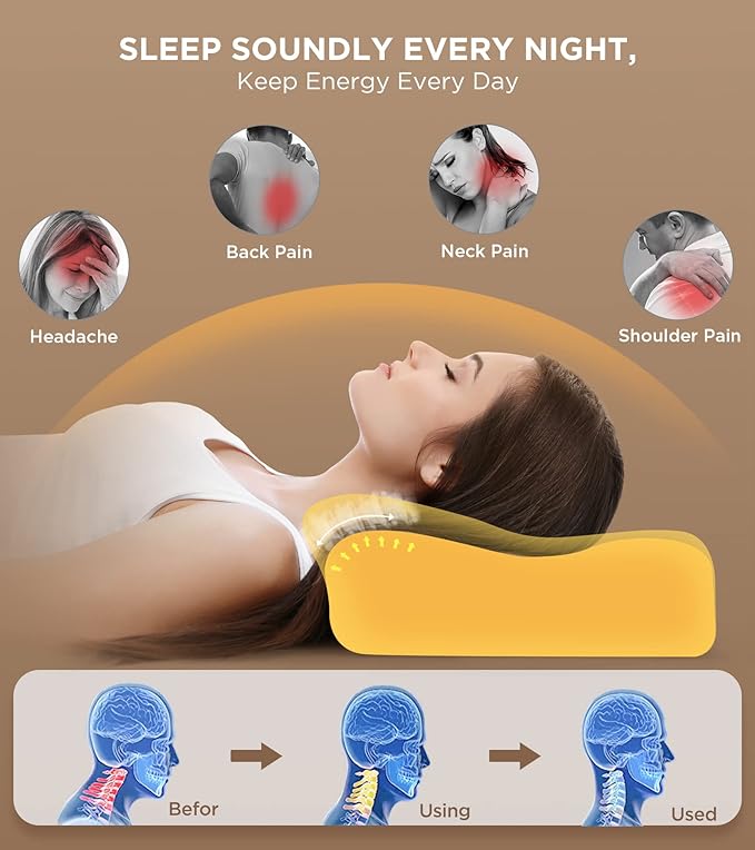 Groye Adjustable Neck Pillows for Pain Relief Sleeping Enhanced Ergonomic WHITE - Like New