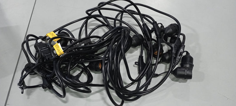 BRIGHTTOWN OUTDOOR STRING LIGHTS LED 48FT COMMERCIAL GRADE HEAVY DUTY - BLACK - Like New