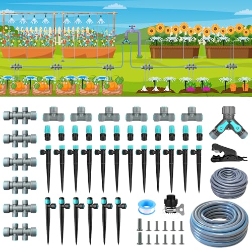MIXC 230FT DRIP IRRIGATION SYSTEM KIT QUICK-CONNECT REPEATABLE ASSEMBLY - GRAY - Like New