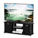 FURINNO ECON ENTERTAINMENT CENTER | OPEN BACK AND STORAGE BINS - 13054BK - BLACK - Brand New